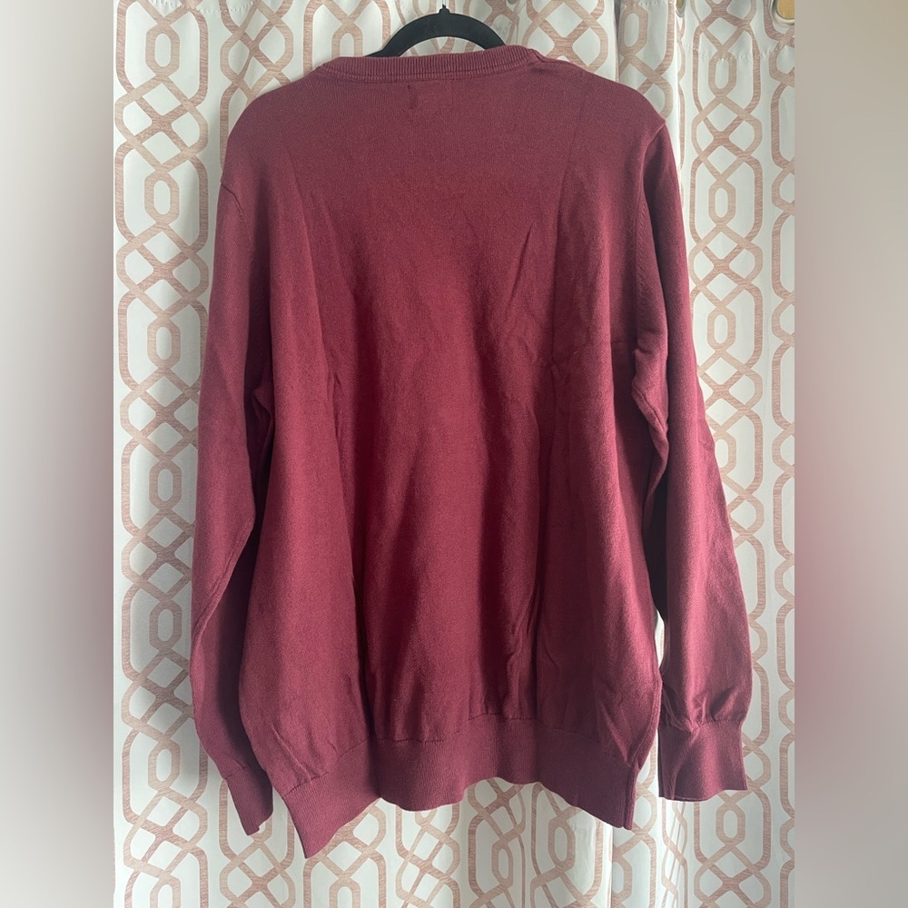L.L. Bean Men's V-Neck Sweater - Burgundy - Picture 2 of 5